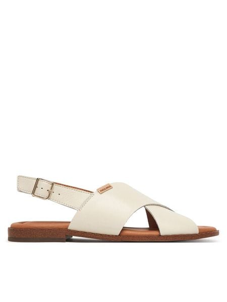 Pikolinos Sandały Algar W0X-0576 Écru. Białe sandały Pikolinos, bez wzorów, ze skóry, bez obcasa, na płaskiej podeszwie, bez zapięcia. Za 396.99 zł.