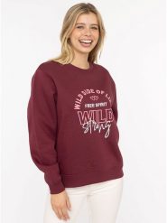 Zwillingsherz Bluza "Wild Side" w kolorze bordowym rozmiar: L/XL. Czerwone bluzy Zwillingsherz, l, bez wzorów, bez kaptura. Za 196.45 zł.