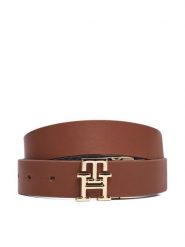 Tommy Hilfiger Pasek Th Logo 3.0 Mono Rev AW0AW19140 Brązowy. Brązowe paski TOMMY HILFIGER, bez wzorów, ze skóry. Za 309.99 zł.