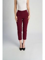 Marks & Spencer Spodnie chino w kolorze bordowym rozmiar: 40. Czerwone spodnie materiałowe Marks & Spencer, bez wzorów, z podwyższonym stanem. Za 61.46 zł.