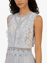 APART Top w kolorze błękitnym rozmiar: 40. Niebieskie topy Apart, bez wzorów, z koronki, bez kołnierzyka, bez ramiączek. Za 170.87 zł.