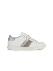Geox Skórzane sneakersy "Jaysen" w kolorze biało-srebrnym rozmiar: 39. Białe trampki Geox, bez wzorów, z materiału, bez zapięcia. Za 215.71 zł.