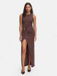 Bardot Sukienka wieczorowa Reed 60435DB Brązowy Slim Fit. Brązowe sukienki Bardot, bez wzorów, z syntetyku, wizytowe, bez kołnierzyka, bez ramiączek. Za 594.99 zł.