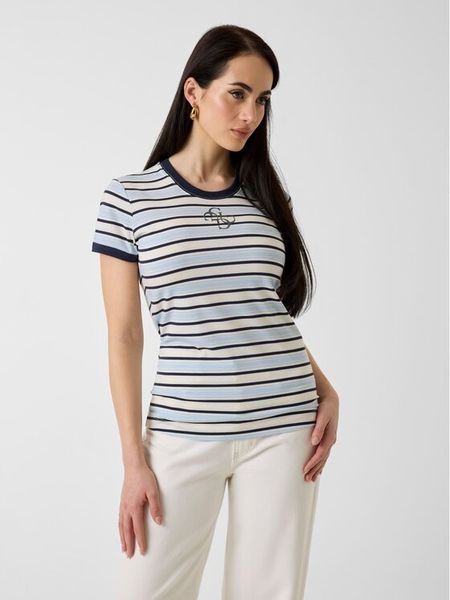 Guess T-Shirt W6GI18 K3040 Niebieski Classic Fit. Niebieskie t-shirty Guess, m, z aplikacjami, z syntetyku, bez kołnierzyka, bez ramiączek. Za 95.99 zł.
