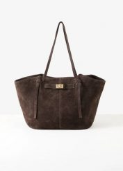 Torba shopper ze skóry welurowej. Brązowe shopper bonprix, bez wzorów, ze skóry, duże, bez dodatków. Za 359.99 zł.
