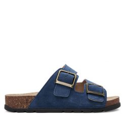 Klapki Panto Fino. Niebieskie klapki Panto Fino, bez wzorów, bez obcasa. Za 169.99 zł.