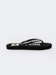 Japonki damskie czarne JJ274A527 906. Czarne klapki Big Star, bez wzorów, bez obcasa. W wyprzedaży za 79.99 zł.