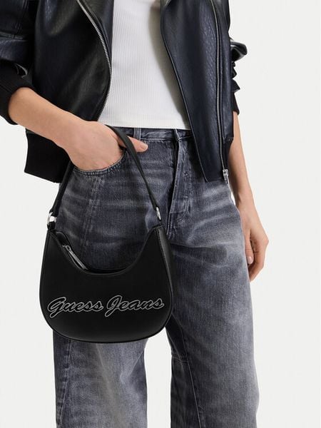 Guess Jeans Torebka WBEO-GUESS-B-014-09 Czarny. Czarne torebki klasyczne Guess Jeans, z aplikacjami, z jeansu, bez dodatków. Za 148.99 zł.