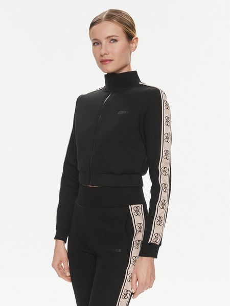 Guess Bluza V3RQ12 KB3P2 Czarny Regular Fit. Czarne bluzy Guess, xl, z aplikacjami, z syntetyku, bez kaptura. Za 209.99 zł.