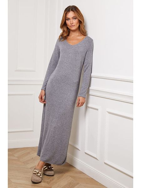 Joséfine Sukienka dzianinowa "Dovel" w kolorze szarym rozmiar: M. Szare sukienki Joséfine, m, bez wzorów, z dzianiny, bez kołnierzyka, bez ramiączek, maxi. Za 108.99 zł.
