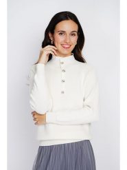 ASSUILI Kaszmirowy sweter w kolorze białym rozmiar: 38. Białe swetry Assuili, bez wzorów, z kaszmiru, bez ramiączek. Za 152.98 zł.