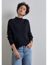 Street One Sweter w kolorze granatowym rozmiar: 44. Niebieskie swetry Street One, bez wzorów, z bawełny, bez ramiączek. Za 149.31 zł.