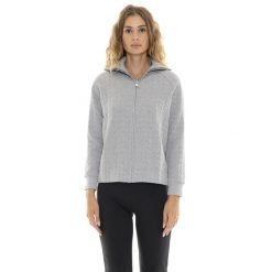 Bluza z zamek błyskawiczny na co dzień na siłownię. Szare bluzy LEONE 1947 APPAREL, bez wzorów, z elastanu, bez kaptura. W wyprzedaży za 134.57 zł.