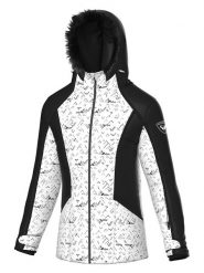 ROSSIGNOL Kurtka narciarska "Saluver" w kolorze biało-czarnym rozmiar: L. Białe kurtki sportowe Rossignol, l, bez wzorów, z materiału, bez kaptura, narciarskie, primaloft. Za 939.98 zł.