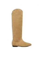 Badura Kozaki EO-CELIA-60504-25 Beżowy. Brązowe kozaki Badura, ze skóry, bez obcasa, na płaskiej podeszwie, bez zapięcia. Za 579.99 zł.