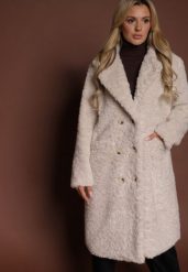 Beżowy Futrzany Płaszcz o Długim Kroju Typu Teddy Tadelia. Brązowe płaszcze Renee, l, bez wzorów, z futra, bez kaptura. Za 379.99 zł.