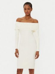 Guess Sukienka dzianinowa W5RK0G Z2YJ2 Écru Regular Fit. Sukienki Guess, xs, z aplikacjami, z dzianiny, bez kołnierzyka, bez ramiączek. Za 399.99 zł.
