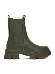 DeeZee Sztyblety 12837-22 Khaki. Brązowe botki DeeZee, bez wzorów, z materiału, bez obcasa, na płaskiej podeszwie, bez zapięcia. Za 239.99 zł.