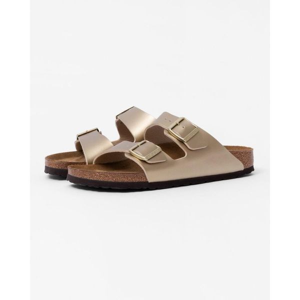Klapki damskie Birkenstock Arizona BS. Żółte klapki Birkenstock, bez wzorów, z materiału, bez obcasa. Za 441.00 zł.