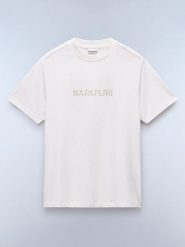 NAPAPIJRY Koszulka "Salees" w kolorze kremowym rozmiar: M. Białe bluzki NAPAPIJRY, m, bez wzorów, z bawełny, bez kołnierzyka, bez ramiączek. Za 109.78 zł.