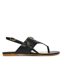 Sandały Liu Jo. Czarne sandały Liu Jo, bez wzorów, bez obcasa, na płaskiej podeszwie, bez zapięcia. Za 469.99 zł.