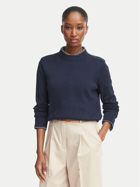 Tommy Hilfiger Sweter WW0WW52298 Granatowy Regular Fit. Niebieskie swetry TOMMY HILFIGER, s, bez wzorów, z bawełny, bez ramiączek. Za 529.99 zł.