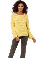 Heine Sweter w kolorze żółtym rozmiar: 40. Żółte swetry Heine, bez wzorów, ze splotem, bez ramiączek. Za 48.95 zł.