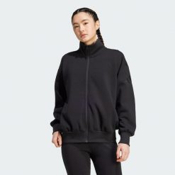 Bluza Soft Lux Loose Full-Zip. Czarne bluzy Adidas, l, bez wzorów, bez kaptura. Za 349.00 zł.