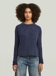 G-Star Sweter w kolorze granatowym rozmiar: M. Niebieskie swetry G-Star, m, bez wzorów, z bawełny, bez ramiączek. Za 223.73 zł.