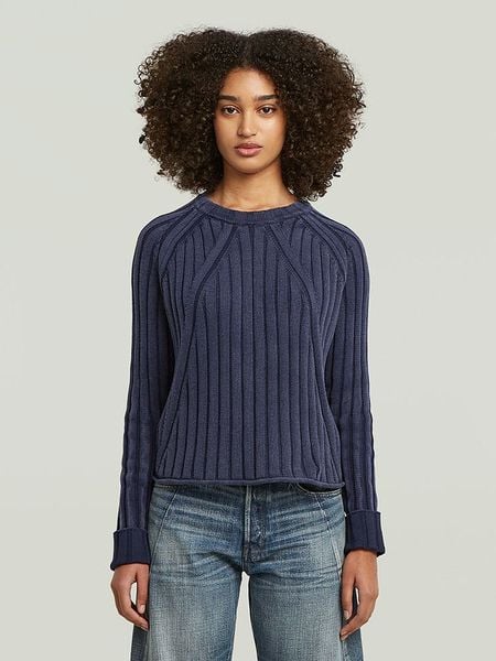 G-Star Sweter w kolorze granatowym rozmiar: M. Niebieskie swetry G-Star, m, bez wzorów, z bawełny, bez ramiączek. Za 199.95 zł.