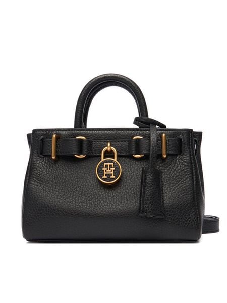 Tommy Hilfiger Torebka American Icon Micro Tote Leather AW0AW18167 Czarny. Czarne torebki klasyczne TOMMY HILFIGER, bez wzorów, ze skóry, bez dodatków. Za 849.99 zł.