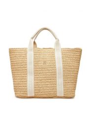 Tommy Hilfiger Torebka Th Spring Logo Tote AW0AW17196 Beżowy. Brązowe shopper TOMMY HILFIGER, bez wzorów, z tworzywa sztucznego, bez dodatków. Za 419.99 zł.