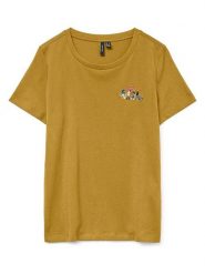 Vero Moda Koszulka w kolorze musztardowym rozmiar: L. Żółte bluzki Vero Moda, l, bez wzorów, z bawełny, bez kołnierzyka, bez ramiączek. Za 61.60 zł.