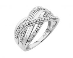 Pierścionek z białego złota z brylantami - 0,25 ct - próba 585. Białe pierścionki Apart, z brylantem, złote. Za 6,590.00 zł.