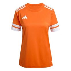 Koszulka damska adidas Squadra 25 Jersey pomarańczowa JC8662. Brązowe bluzki Adidas, bez wzorów, z jersey, sportowe, bez kołnierzyka, bez ramiączek. Za 67.99 zł.