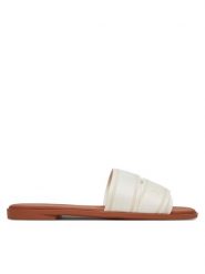 Tommy Hilfiger Klapki Webbing Mule FW0FW08421 Biały. Białe klapki TOMMY HILFIGER, bez wzorów, z materiału, bez obcasa. Za 289.99 zł.