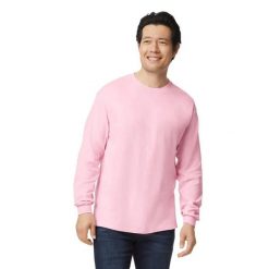 Ultra Bawełniana Koszulka Z Długim Rękawem Unisex Dla Dorosłych. Czerwone bluzki GILDAN, xl, bez wzorów, z bawełny, sportowe, bez kołnierzyka, bez ramiączek. Za 106.99 zł.