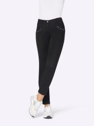 Heine Dżinsy - Slim fit - w kolorze czarnym rozmiar: W21. Czarne jeansy Heine, bez wzorów, z podwyższonym stanem. Za 41.79 zł.