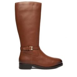 Kozaki Tommy Hilfiger. Brązowe kozaki TOMMY HILFIGER, bez obcasa, na płaskiej podeszwie, bez zapięcia. Za 999.99 zł.