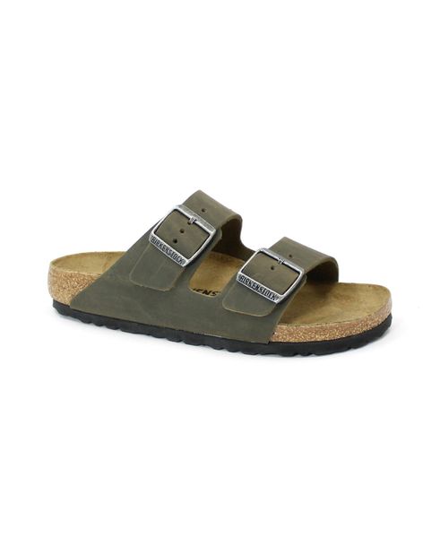 Klapki damskie Birkenstock 1027039. Zielone klapki Birkenstock, bez wzorów, z materiału, bez obcasa. Za 569.45 zł.