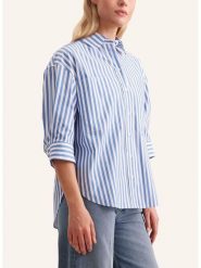 Seidensticker Bluzka w kolorze biało-błękitnym rozmiar: 40. Białe bluzki Seidensticker, bez wzorów, z bawełny, bez kołnierzyka, bez ramiączek. Za 220.12 zł.