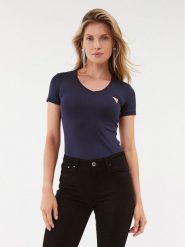 Guess T-Shirt W2YI45 J1314 Granatowy Slim Fit. Niebieskie t-shirty Guess, l, z aplikacjami, z bawełny, bez kołnierzyka, bez ramiączek. Za 129.99 zł.