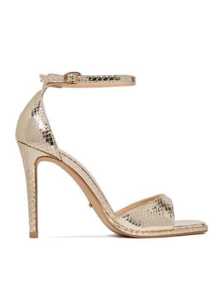 DeeZee Sandały CEO-LCCC1510-1 Złoty. Żółte sandały DeeZee, bez wzorów, z materiału, bez obcasa, na szpilce, bez zapięcia. Za 139.99 zł.