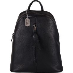 Skórzany plecak w kolorze czarnym - 30 x 34 x 12 cm. Czarne plecaki Anna Morellini, bez wzorów, z materiału. W wyprzedaży za 395.95 zł.