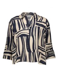 JDY Bluzka "Pepper" w kolorze beżowo-granatowym rozmiar: XL. Brązowe bluzki JDY, xl, bez wzorów, bez kołnierzyka, bez ramiączek. Za 83.81 zł.