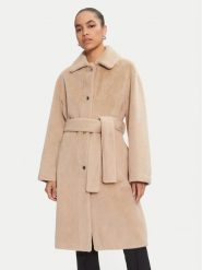 PINKO Płaszcz przejściowy 103836 A1ZN Beżowy Regular Fit. Brązowe płaszcze Pinko, bez wzorów, z syntetyku, bez kaptura. Za 1,089.00 zł.