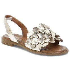 Sandały damskie Armodo, cholewka ze skóry naturalnej licowej z paskiem wokół pięty odkryty przód na płaskiej podeszwie, złote, 40468. Żółte sandały Armodo, z aplikacjami, ze skóry, bez obcasa, na płaskiej podeszwie, bez zapięcia. Za 319.00 zł.