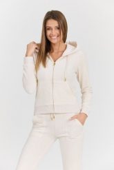 JUICY COUTURE Beżowa damska bluza Robertson Gold, Rozmiar M. Brązowe bluzy sportowe Juicy Couture, m, bez wzorów, z bawełny, z kapturem. W wyprzedaży za 269.99 zł.