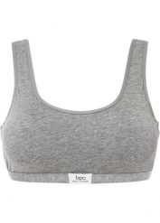 Biustonosz bustier z bawełny. Szare bielizna sportowa bonprix, bez wzorów, z bawełny. Za 37.99 zł.