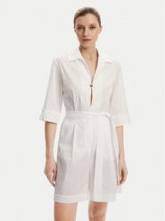 Max Mara Beachwear Kombinezon Canard 2516241019 Biały Regular Fit. Białe sukienki Max Mara Beachwear, bez wzorów, z bawełny, bez kołnierzyka, bez ramiączek. Za 959.99 zł.